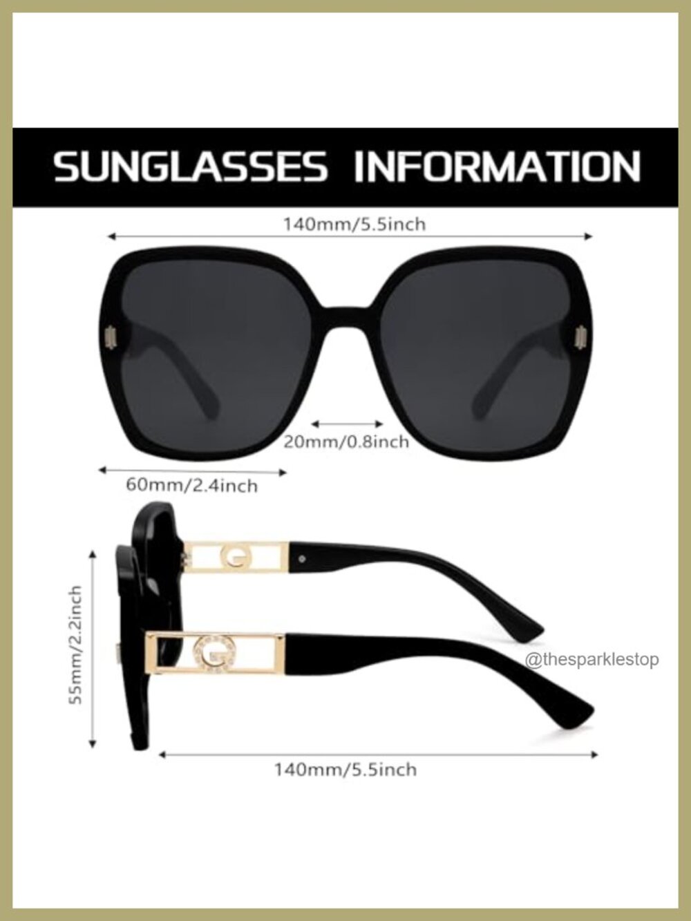 Retro Oversized Square Sunglasses - Picture 3 of 6